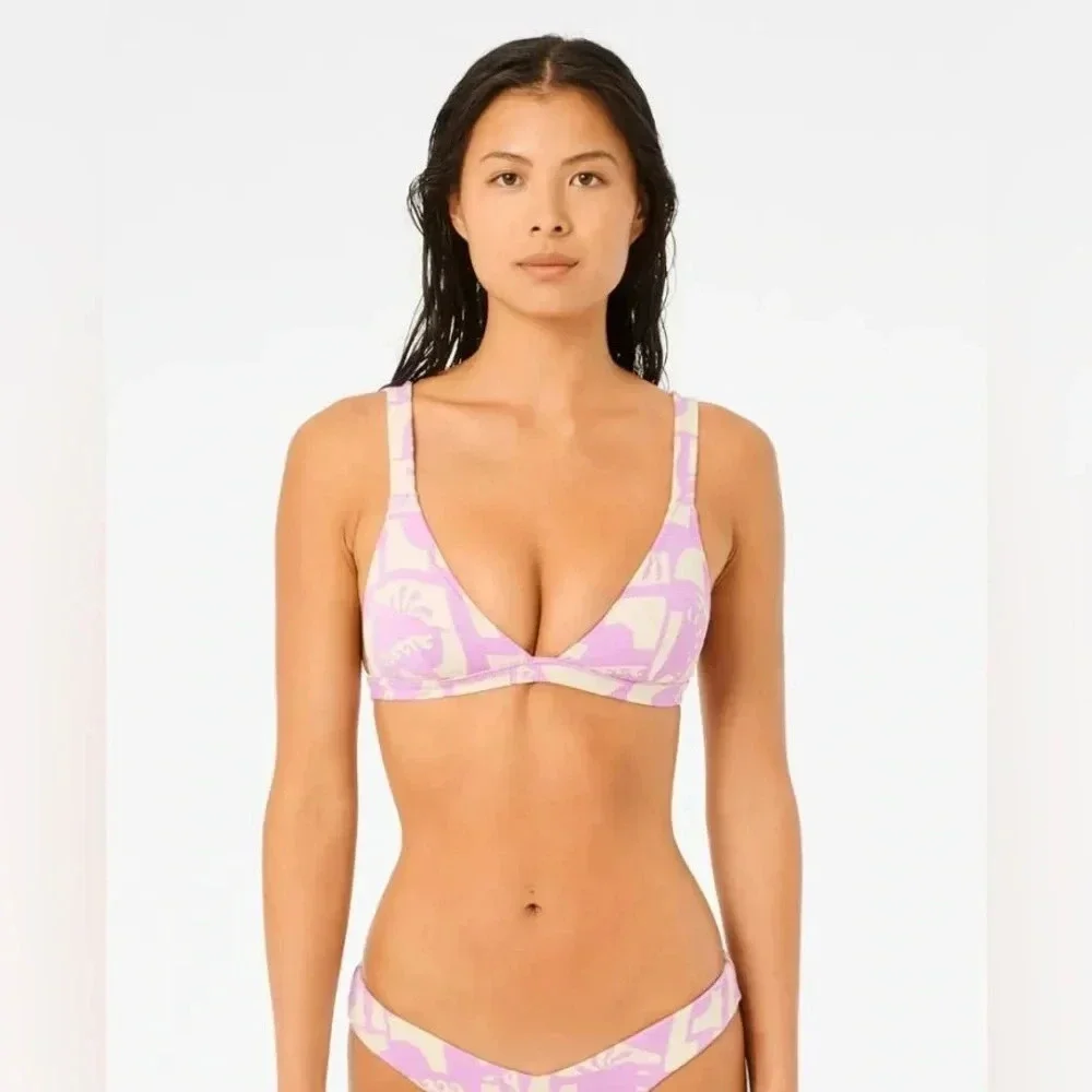 Rip Curl New Wave Fixed Tri Bikini Top & Hi Leg Skimpy Bottoms, violet - Picture 5 of 15